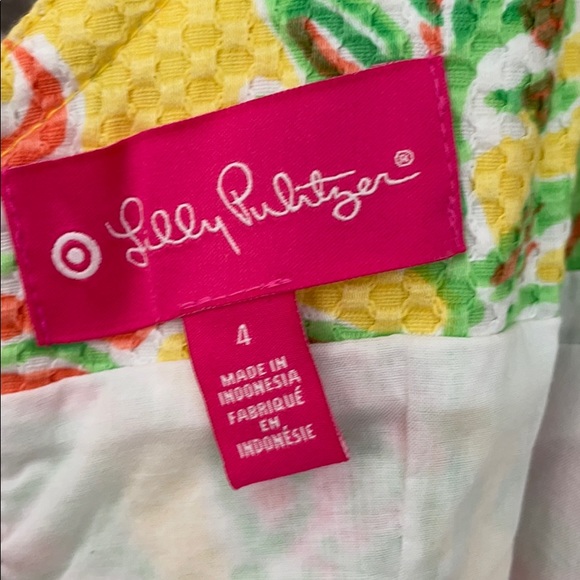 Yellow Floral Pineapple Lilly Pulitzer Dress 4 gorgeous back zipper low back - Picture 7 of 13